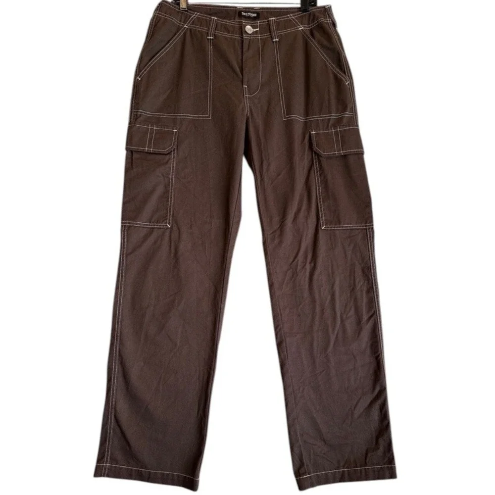 True Religion Bobby Baggy Cargo Pant Men 32 Brown Contrast Stitch 66592-00